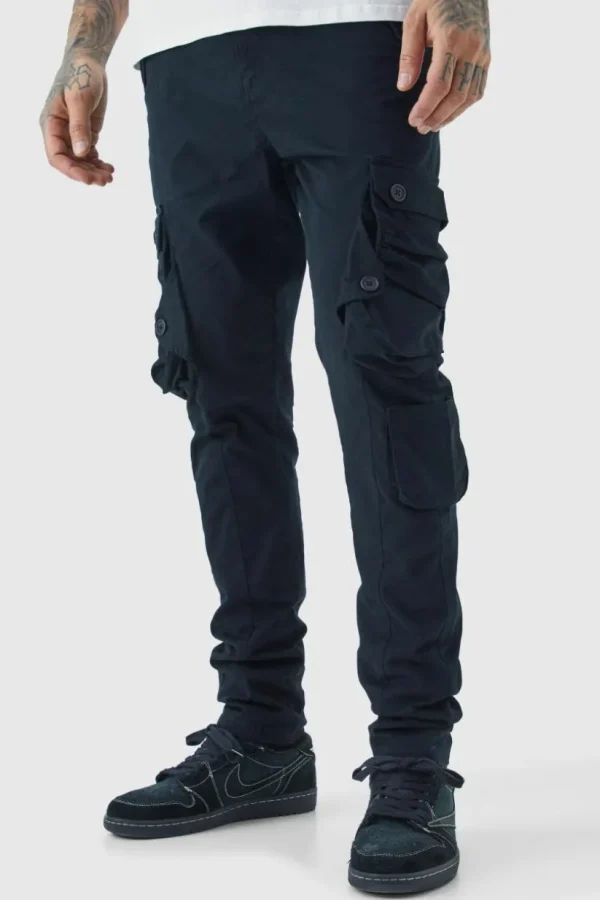 boohooMAN Tall Fixed Waist Skinny Stretch Twill Cargo Trouser | Cargo Trousers