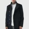 boohooMAN Tall Funnel Neck Wool Look Overcoat in | Man | Coats & Jackets