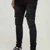 boohooMAN Tall Heavyweight Skinny Fit Cargo Trousers | Trousers