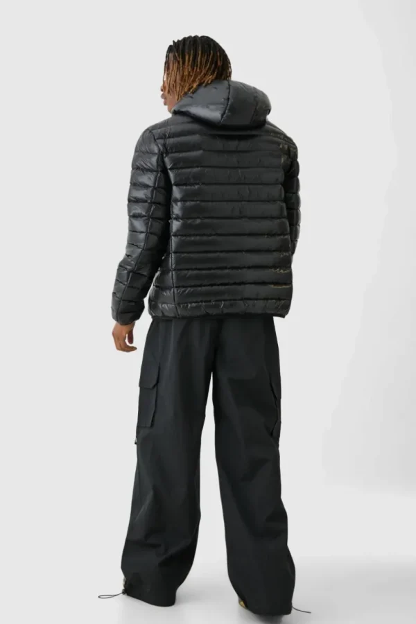 boohooMAN Tall High Shine Hooded Puffer Jacket In | Man | Coats & Jackets