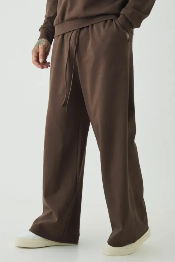 boohooMAN Tall Interlock Smart Wide Leg Trousers | Trousers | Joggers