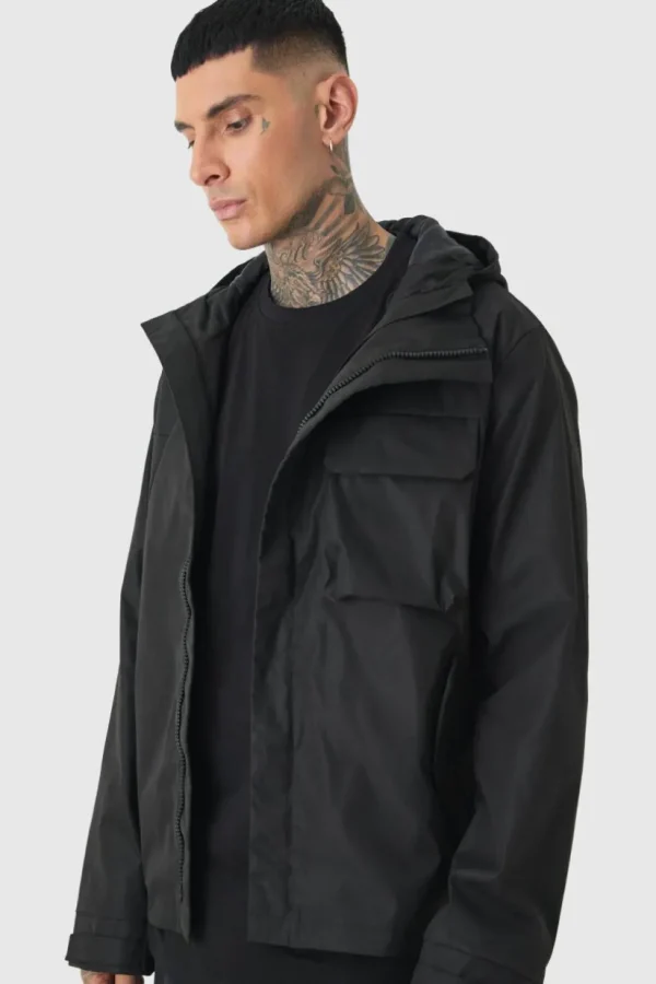 boohooMAN Tall Lightweight Hooded Parka Jacket In | Man | Coats & Jackets