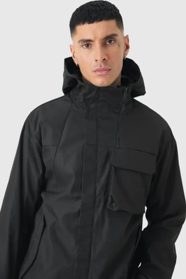 boohooMAN Tall Lightweight Hooded Parka Jacket In | Man | Coats & Jackets