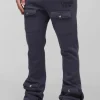 boohooMAN Tall Limited Slim Flare Cargo Gusset Jogger | Joggers