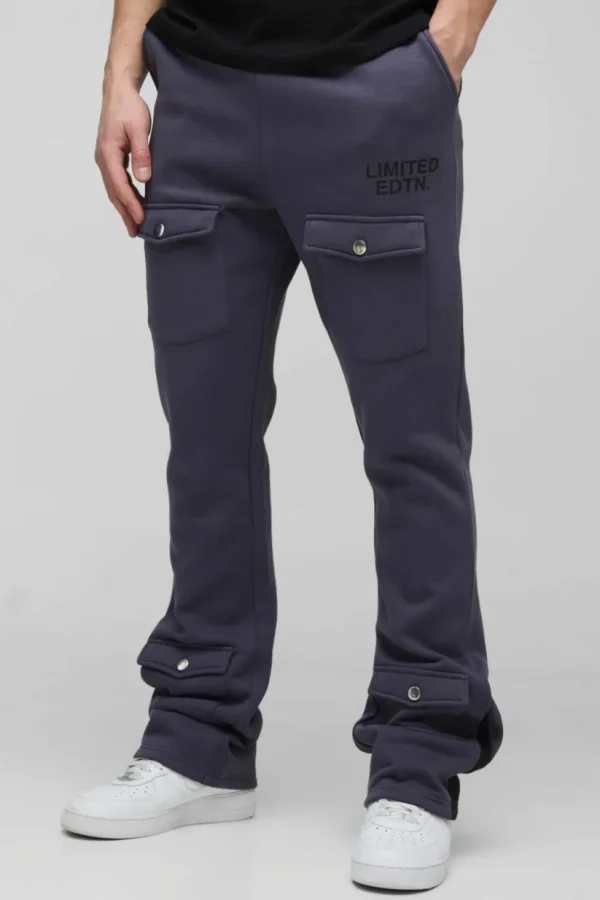 boohooMAN Tall Limited Slim Flare Cargo Gusset Jogger | Joggers