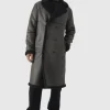 boohooMAN Tall Longline Double Breasted Aviator Jacket In | Man