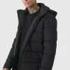 boohooMAN Tall Mid Length Hooded Puffer Jacket In | Man | Coats & Jackets