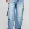 boohooMAN Tall Multi Pocket Baggy Cargo Jeans | Jeans