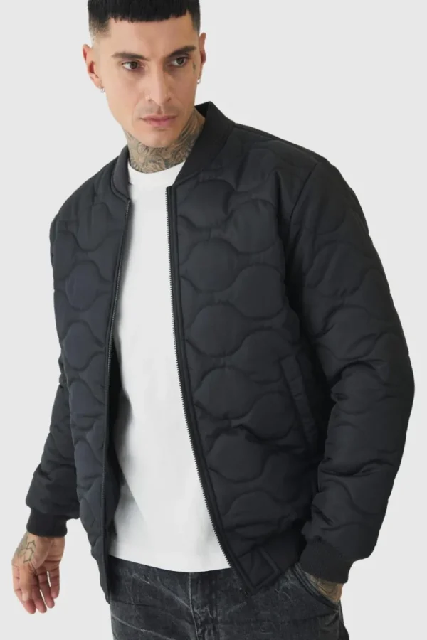 boohooMAN Tall Official Quilted Bomber Jacket In | Man | Coats & Jackets