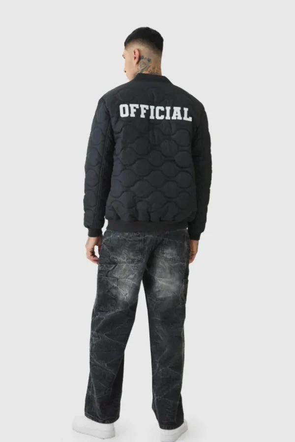 boohooMAN Tall Official Quilted Bomber Jacket In | Man | Coats & Jackets