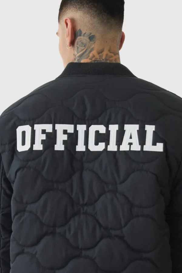 boohooMAN Tall Official Quilted Bomber Jacket In | Man | Coats & Jackets