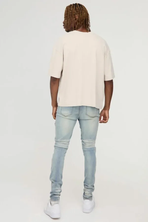 boohooMAN Tall Overdye Skinny Distressed Carpenter Jeans | Jeans