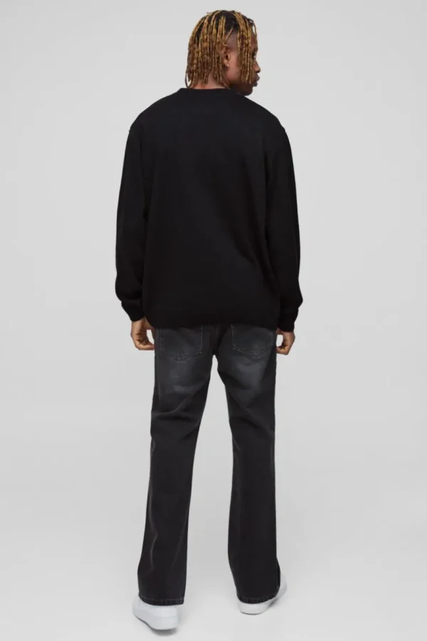 boohooMAN Tall Oversized Boxy Heart Jumper | Knitwear | Going Out Knitwear