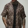 boohooMAN Tall Oversized Boxy Leopard Print Shirt | Shirts | Going Out Shirts