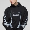 boohooMAN Tall Oversized Boxy Moto Print Hoodie | Hoodies & Sweats