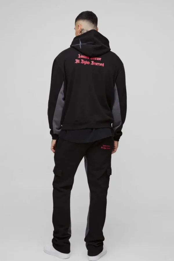 boohooMAN Tall Oversized Boxy Official Hooded Gusset Jogger Tracksuit | Tracksuits