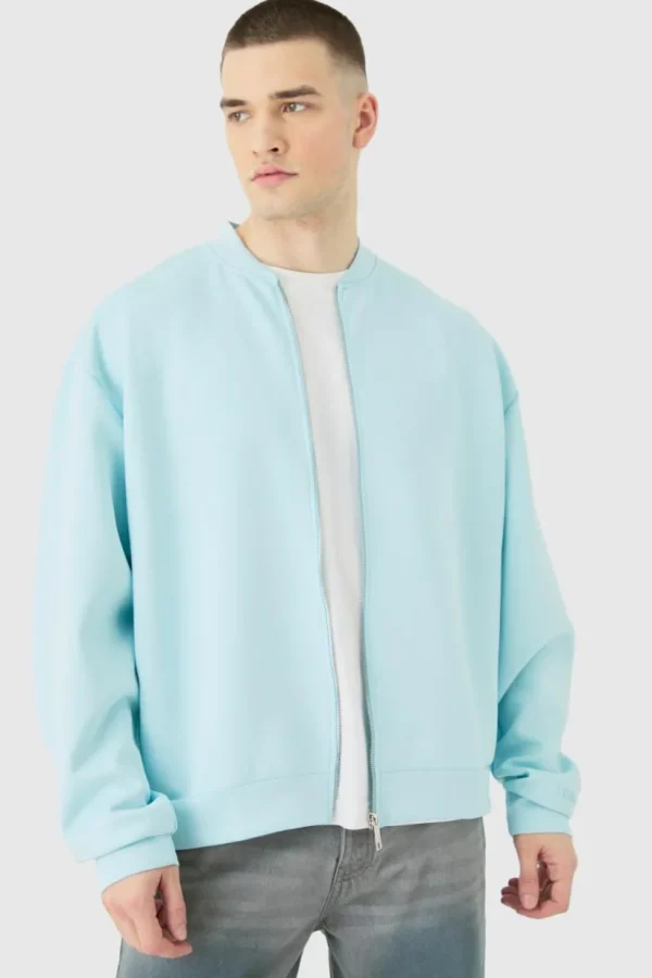 boohooMAN Tall Oversized Boxy Scuba Bomber Jacket | Man | Coats & Jackets