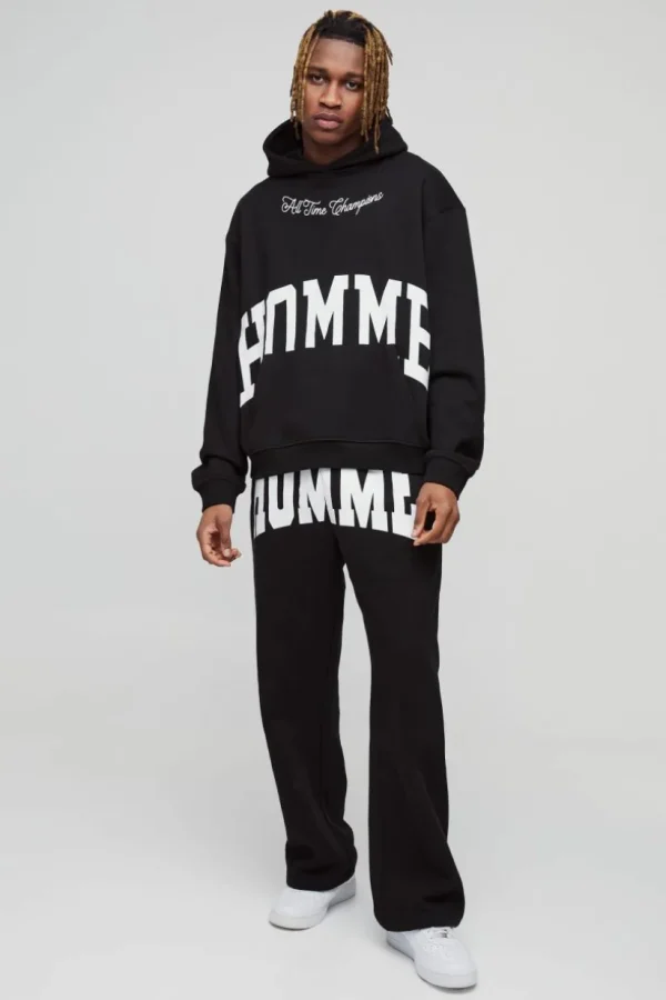 boohooMAN Tall Oversized Boxy Split Hem Homme Tracksuit | Tracksuits