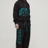 boohooMAN Tall Oversized Boxy Zip Thru Rhinestone Applique Hooded Tracksuit | Tracksuits