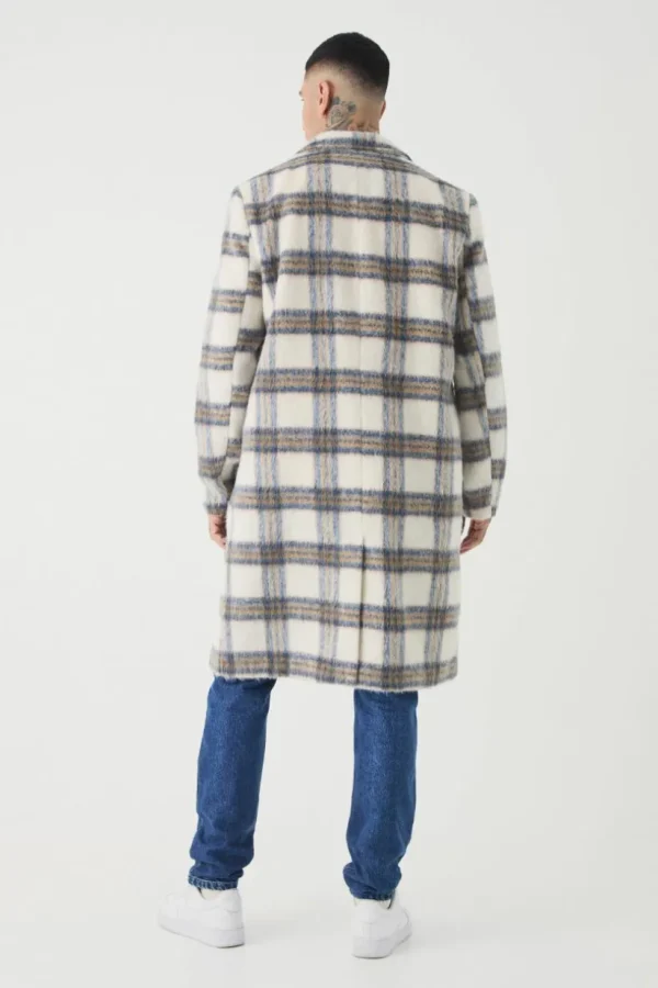 boohooMAN Tall Oversized Brushed Check Overcoat In | Coats & Jackets