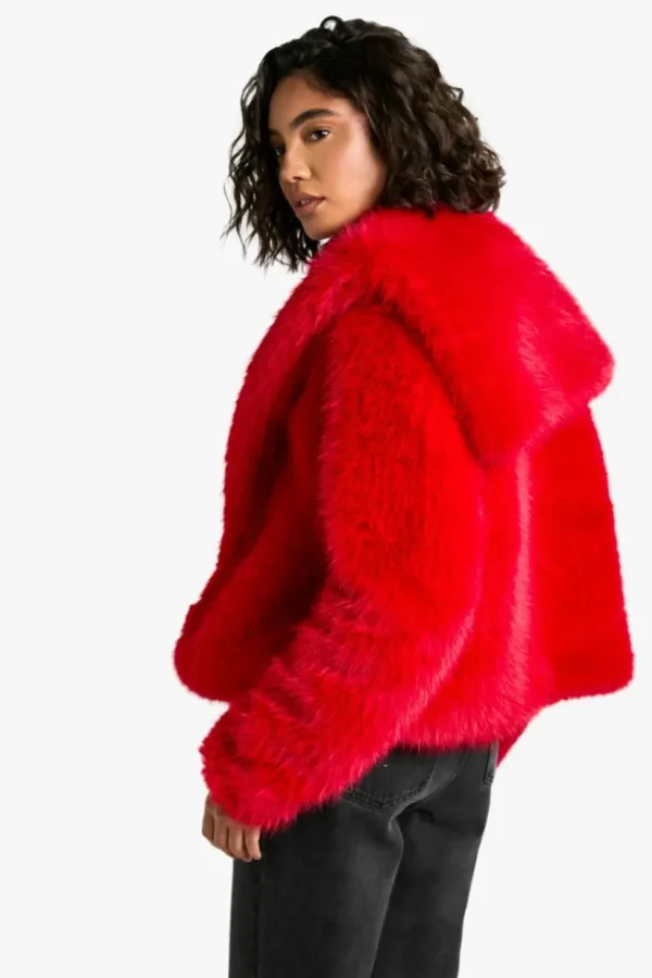 boohoo Tall Oversized Collar Faux Fur Jacket | Women Shirts | Foundation