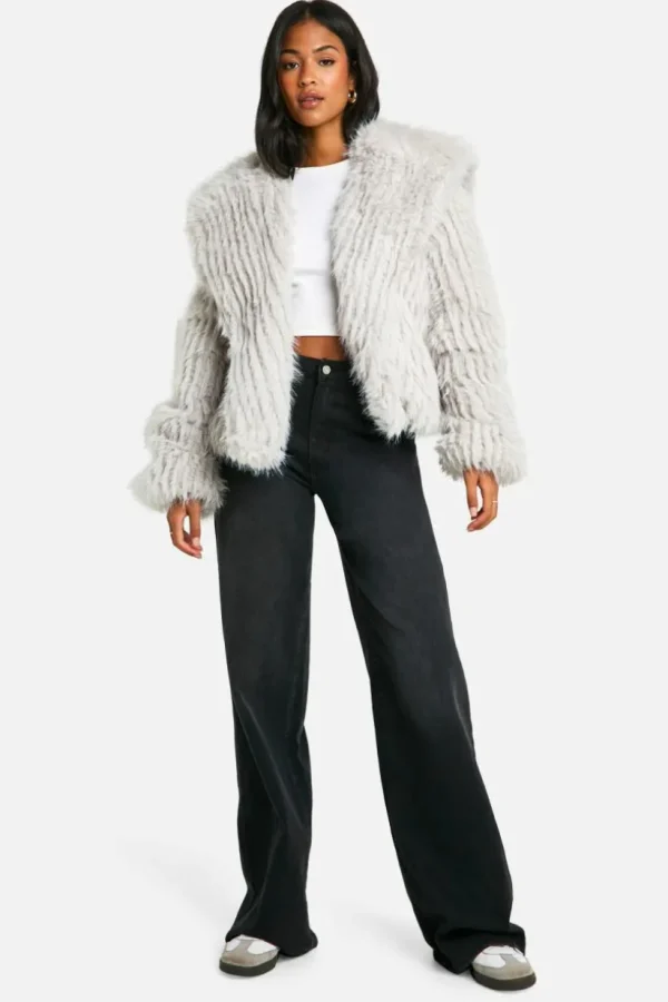 boohoo Tall Oversized Collared Faux Fur Jacket | Women Shirts | Foundation