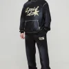 boohooMAN Tall Oversized Contrast Stitch Lmted Spray Wash Hooded Tracksuit | Tracksuits