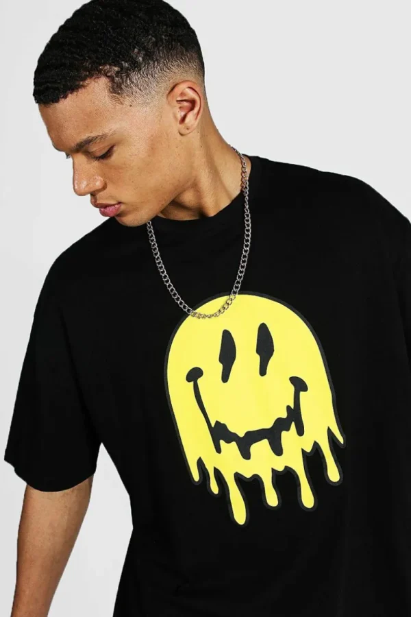 boohooMAN Tall Oversized Drip Face T-shirt | T-Shirts