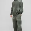 boohooMAN Tall Oversized Embroidered Spray Wash Wide Fit Boxer Jogger Tracksuit | Tracksuits