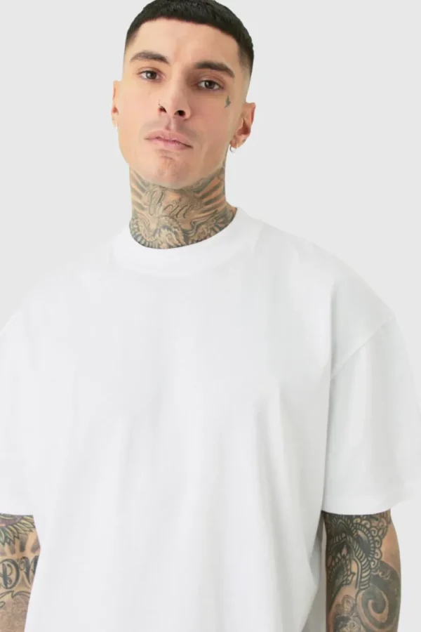 boohooMAN Tall Oversized Extended Neck T-shirt | T-Shirts