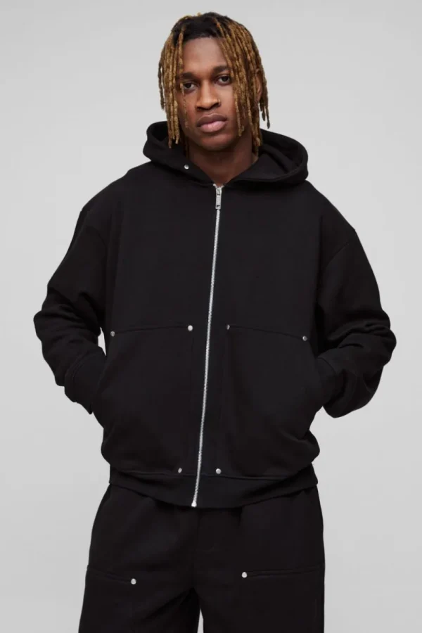 boohooMAN Tall Oversized Heavyweight Carpenter Wide Leg Tracksuit | Tracksuits