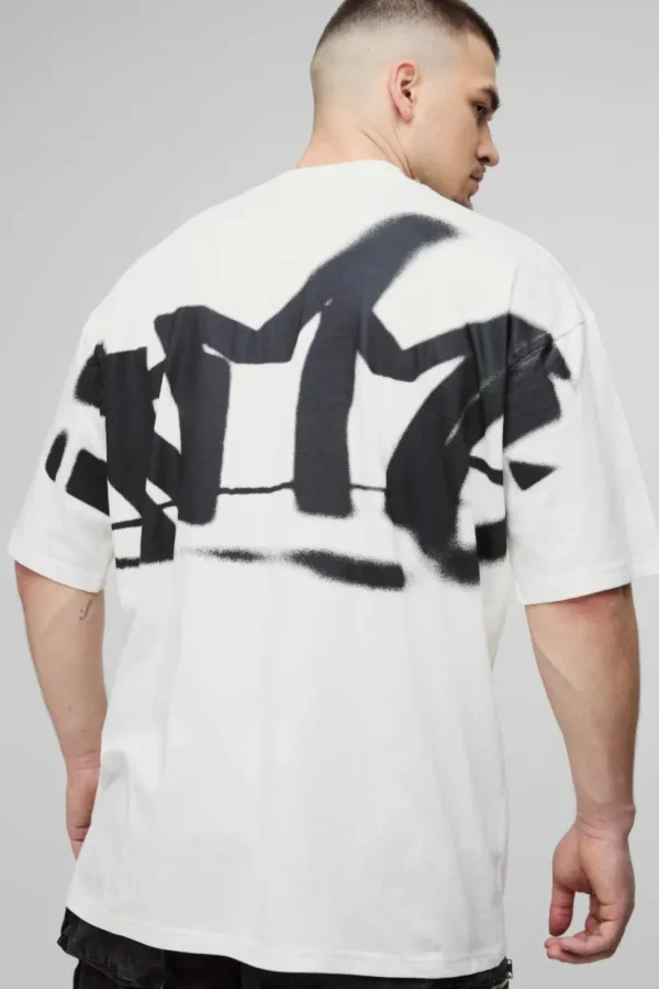 boohooMAN Tall Oversized Homme Graffiti Print Large Scale T-Shirt | T-Shirts