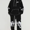 boohooMAN Tall Oversized Man Graffiti Rope Drawcord Hooded Tracksuit | Tracksuits