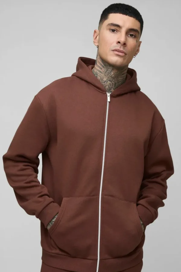 boohooMAN Tall Oversized Official Varsity Embossed Zip Through Hoodie | Hoodies & Sweats