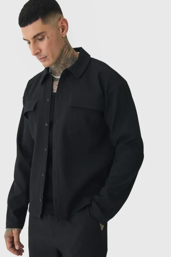 boohooMAN Tall Pleated Cargo Overshirt | Going Out | Shirts