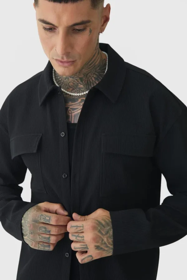 boohooMAN Tall Pleated Cargo Overshirt | Going Out | Shirts