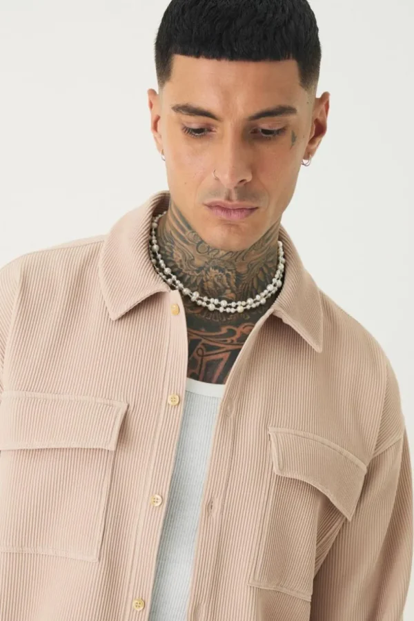 boohooMAN Tall Pleated Cargo Overshirt | Shirts | Going Out Shirts