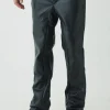 boohooMAN Tall PU Slim Fit Flared Trousers | Trousers