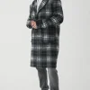 boohooMAN Tall Relaxed Fit Single Breasted Check Overcoat In | Going Out Jackets | Going Out