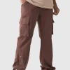 boohooMAN Tall Relaxed Flare Overdye Popper Hem Cargo Trouser In | Trousers