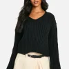 boohoo Tall Ribbed V Neck Cropped Knitted Jumper | Women Shirts | Foundation