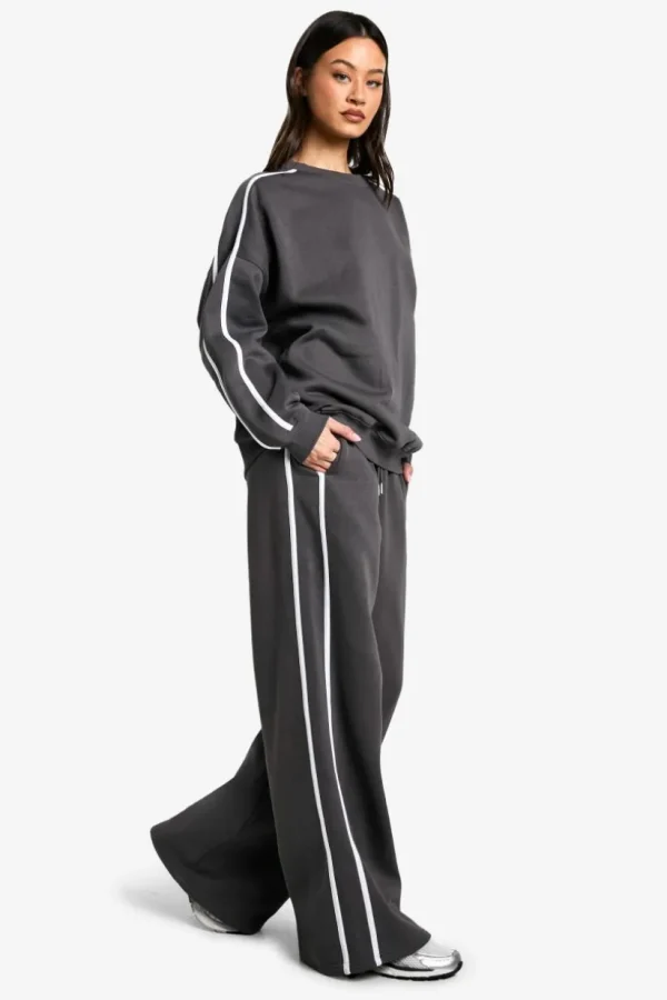 boohoo Tall Side Stripe Wide Leg Joggers | Women Shirts | Foundation