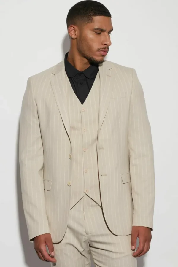 boohooMAN Tall Single Breasted Slim Stripe Suit Jacket | Suits & Tailoring | Suits & Tailoring