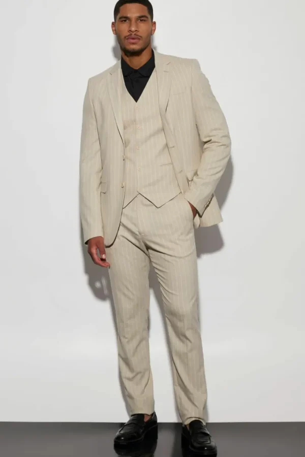 boohooMAN Tall Single Breasted Slim Stripe Suit Jacket | Suits & Tailoring | Suits & Tailoring