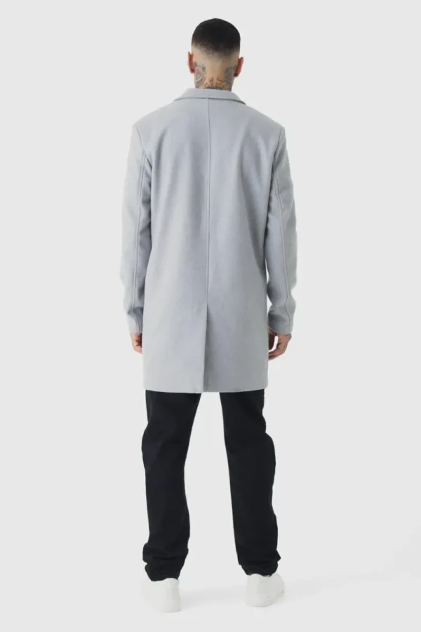 boohooMAN Tall Single Breasted Wool Look Overcoat in | Man | Coats & Jackets