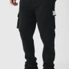 boohooMAN Tall Skinny Fit Extreme Stacked Woven Tab Cargo Jogger | Trousers | Joggers