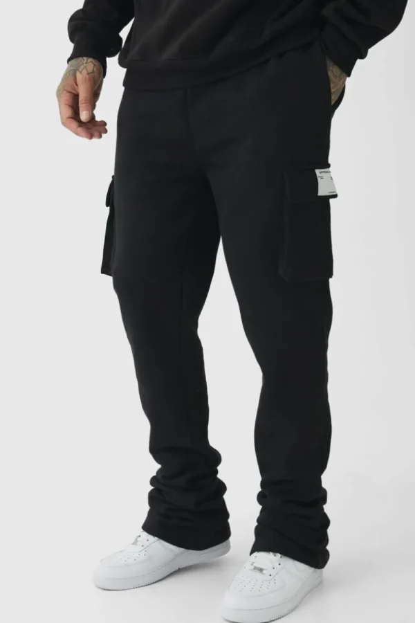 boohooMAN Tall Skinny Fit Extreme Stacked Woven Tab Cargo Jogger | Trousers | Joggers