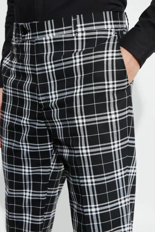 boohooMAN Tall Skinny Fit Mono Tartan Cropped Trouser | Suits & Tailoring | Suits & Tailoring