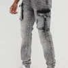 boohooMAN Tall Skinny Multi Pocket Strap Detail Cargo Jeans | Jeans