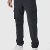 boohooMAN Tall Slim Fit Elasticated Waist Cuffed Cargo Trousers | Trousers